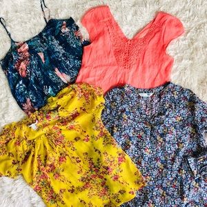 4 Top Bundle: Floral Old Navy Summer Shirt Medium